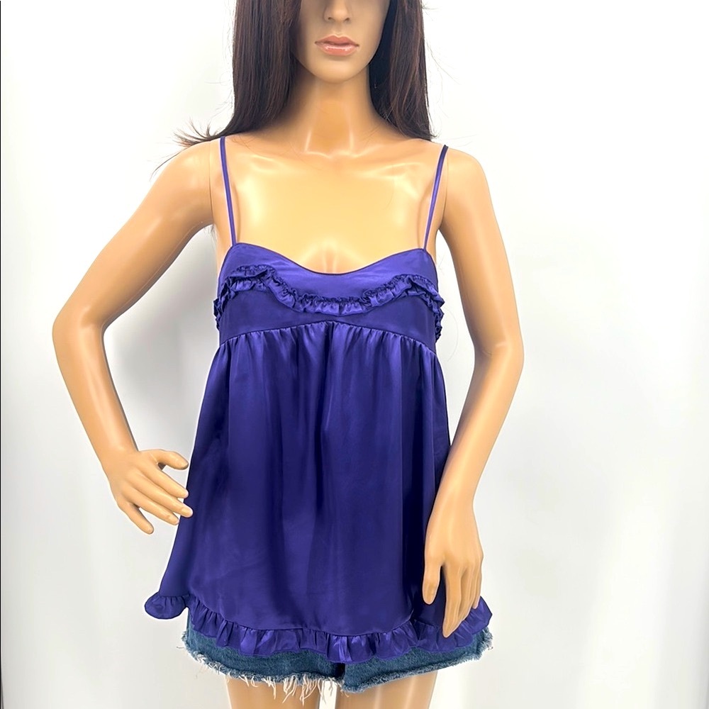 Victoria’s Secret Vintage Y2K Coquette Girl Satin Ruffle Open Back Camisole Top